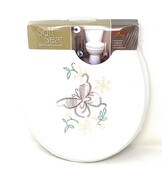 Wholesale - SOFT TOILET SEAT WHITE W/EMBROIDERED BUTTERFLY ON COVER